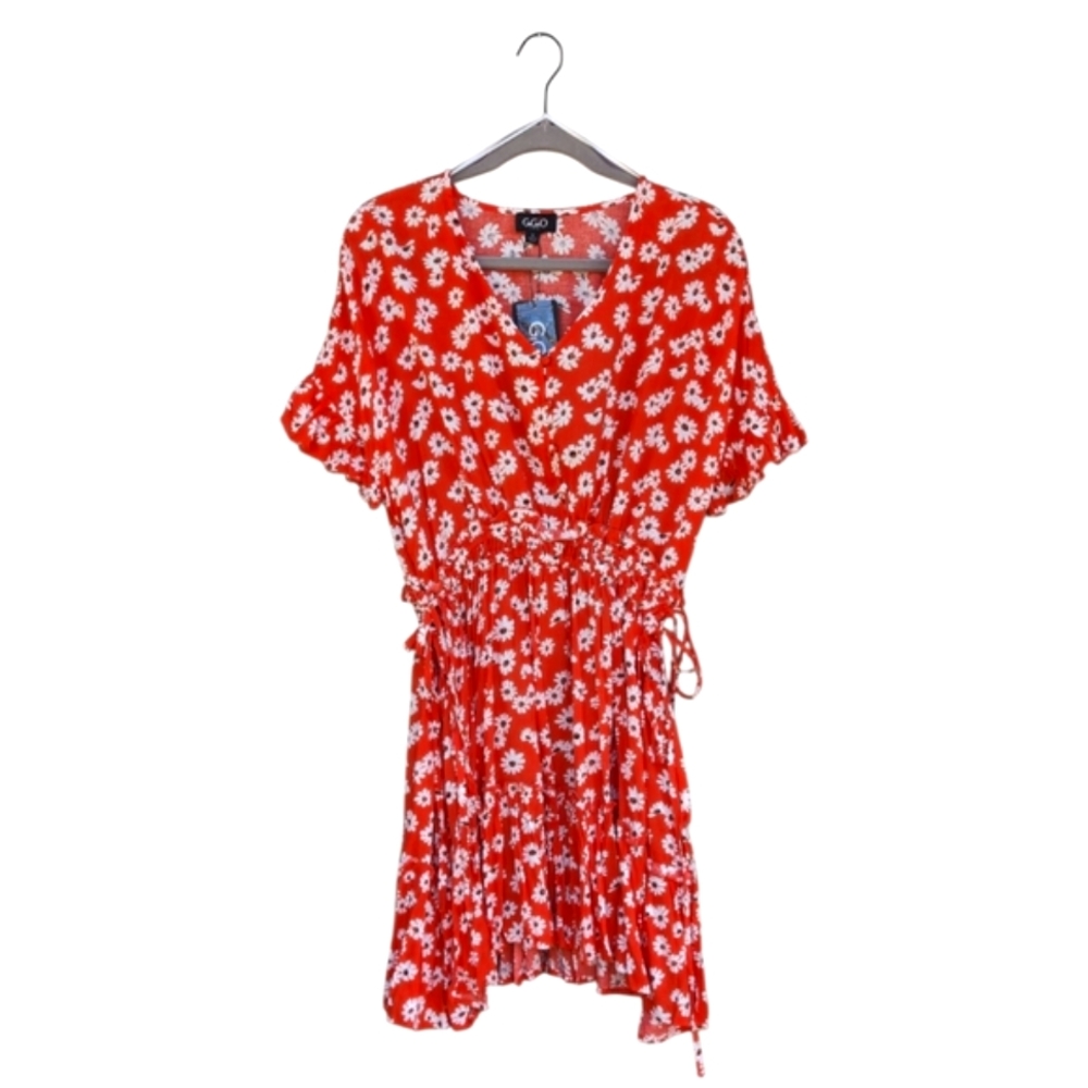 Daisy Print Summer Dress with Adjustable Side Ties